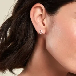 Boucles D'oreilles Puces Arika Argent Blanc Oxyde De Zirconium