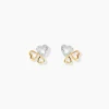 Boucles D'oreilles Puces Anne-maudae Triple Coeurs Or Bicolore