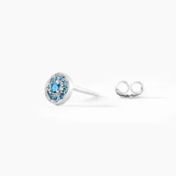 Boucles D'oreilles Puces Auxana Argent Blanc Oxyde De Zirconium