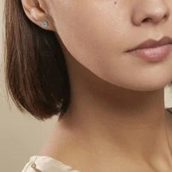 Boucles D'oreilles Puces Auxana Argent Blanc Oxyde De Zirconium