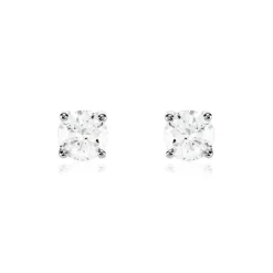 Boucles D'oreilles Puces Aphrodite Platine Blanc Diamant