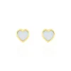 Boucles D'oreilles Puces Azalea C艙ur Or Jaune Nacre