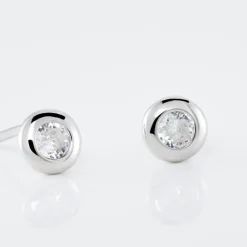 Boucles D'oreilles Puces Argent Blanc Laureano Oxydes De Zirconium