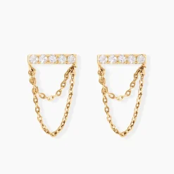 Boucles D'oreilles Puces Akilina Or Jaune Oxyde De Zirconium