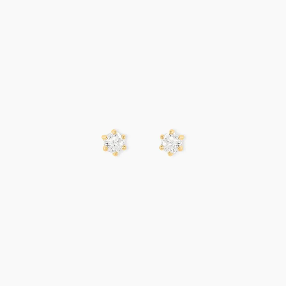 Boucles D'oreilles Puces Aconit Or Jaune Oxyde