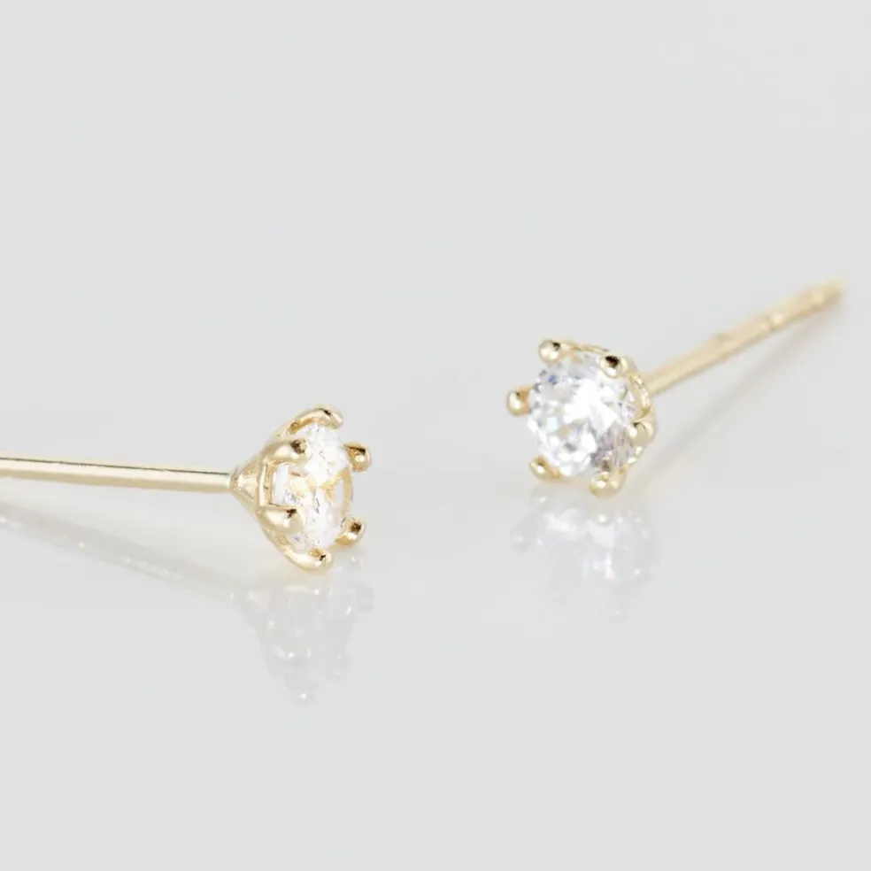 Boucles D'oreilles Puces Aconit Or Jaune Oxyde