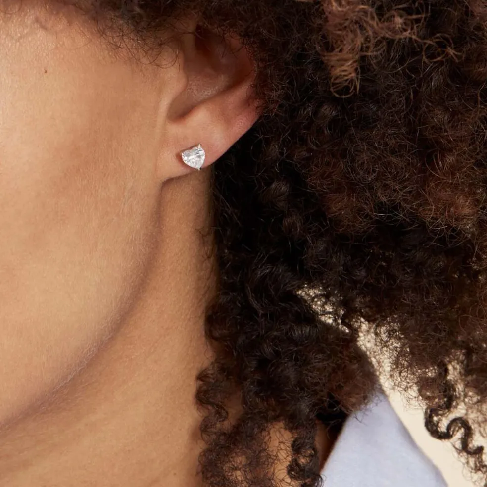 Boucles D'oreilles Puces Argent Blanc Schull Oxydes De Zirconium