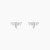 Boucles D'oreilles Puces Argent Blanc Bee Good Oxyde De Zirconium