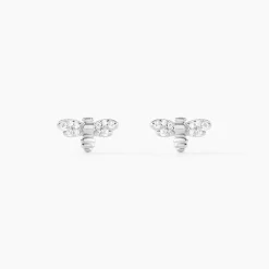 Boucles D'oreilles Puces Argent Blanc Bee Good Oxyde De Zirconium
