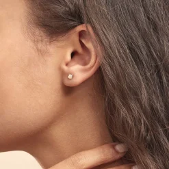 Boucles D'oreilles Puces Anne-maudae Double Coeurs Or Bicolore