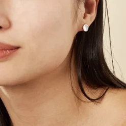 Boucles D'oreilles Puces Argent Blanc Viviano Oxydes De Zirconium