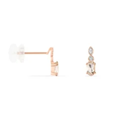 Boucles D'oreilles Puces Antonia Or Rose Morganite Et Diamant