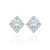 Boucles D'oreilles Puces Amance Or Blanc Topaze Et Oxyde De Zirconium