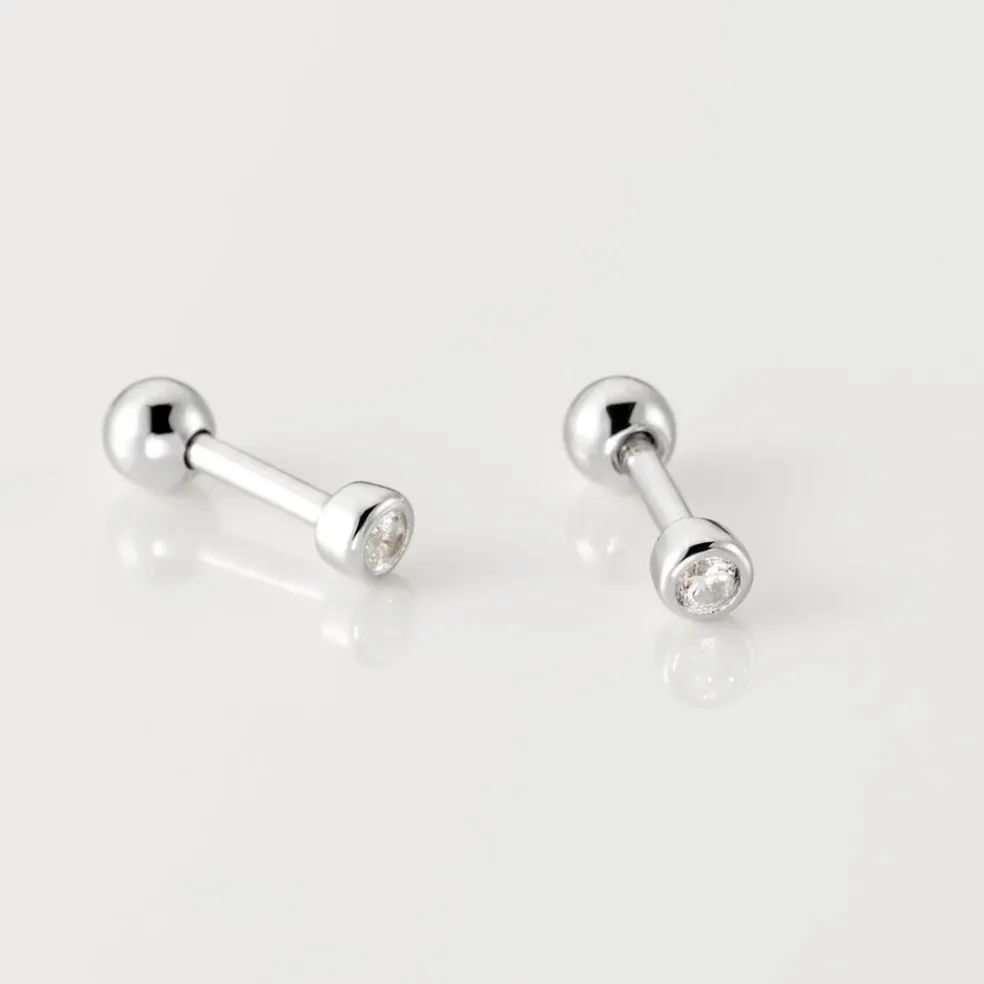 Boucles D'oreilles Puces Anani Argent Blanc Oxyde De Zirconium