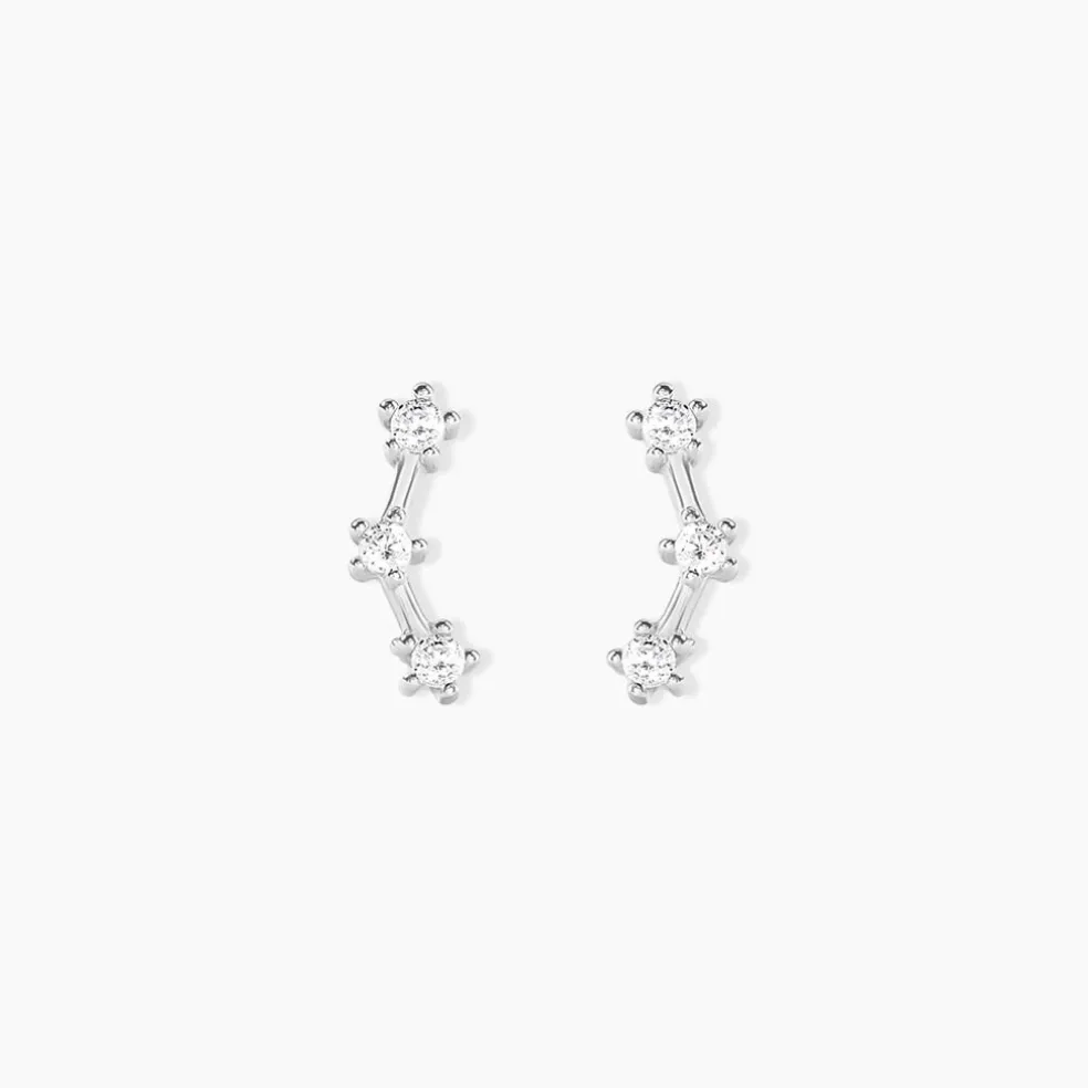 Boucles D'oreilles Puces Allegra Argent Blanc Oxyde De Zirconium