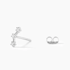 Boucles D'oreilles Puces Allegra Argent Blanc Oxyde De Zirconium