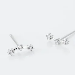 Boucles D'oreilles Puces Allegra Argent Blanc Oxyde De Zirconium