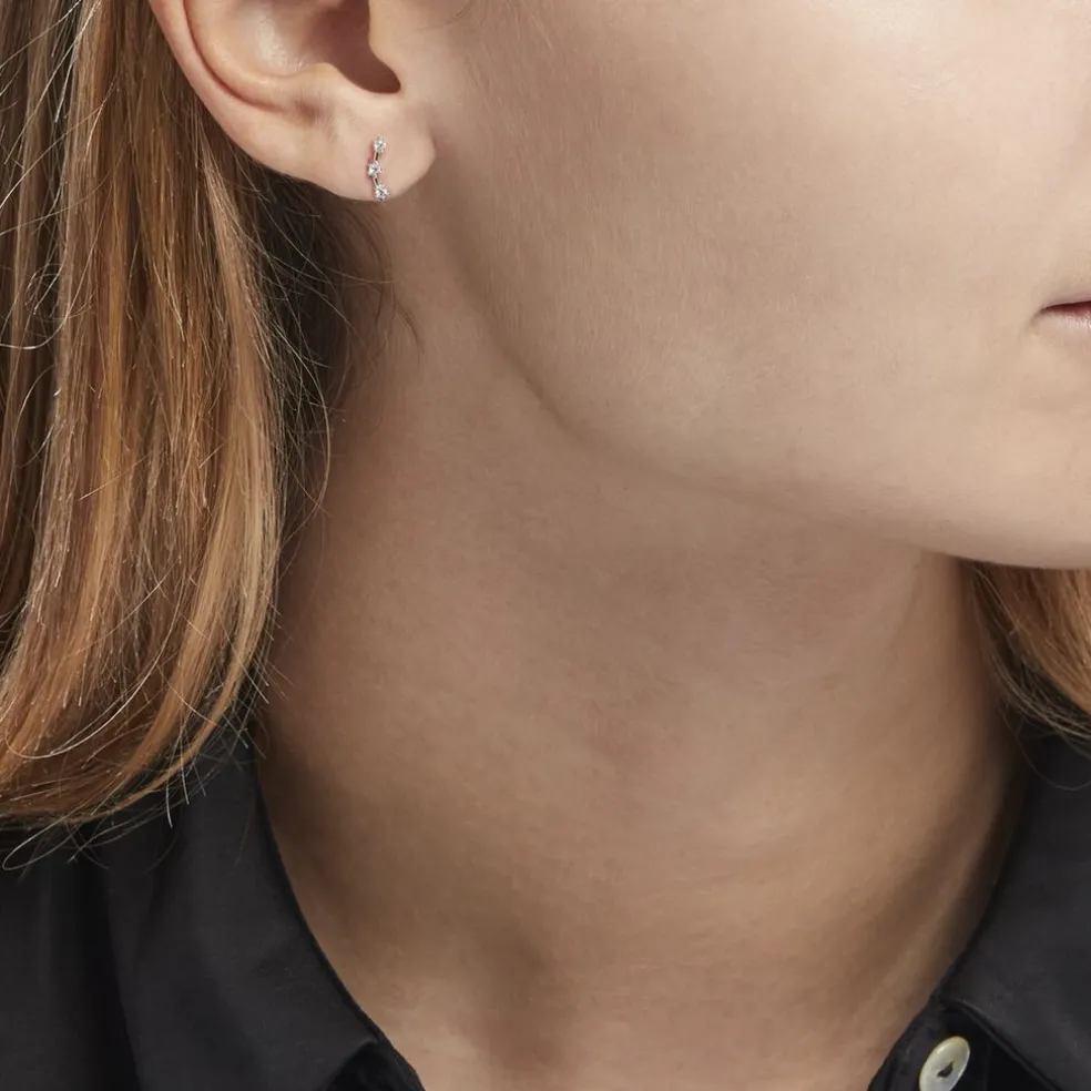 Boucles D'oreilles Puces Allegra Argent Blanc Oxyde De Zirconium