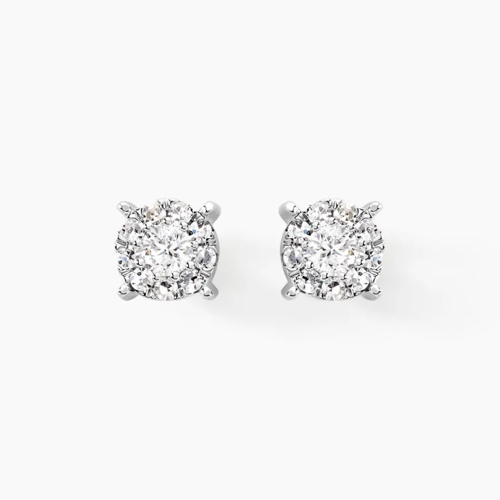 Boucles D'oreilles Puces Artemis Or Blanc Diamant