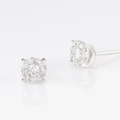 Boucles D'oreilles Puces Artemis Or Blanc Diamant