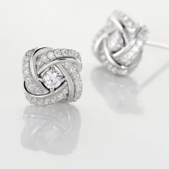 Boucles D'oreilles Puces Anasthase Argent Blanc Oxyde De Zirconium