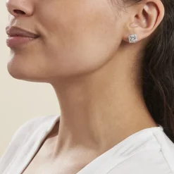 Boucles D'oreilles Puces Anasthase Argent Blanc Oxyde De Zirconium