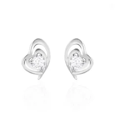 Boucles D'oreilles Puces Alou Argent Blanc Oxyde De Zirconium