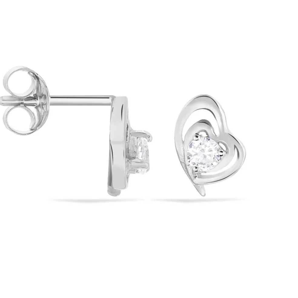 Boucles D'oreilles Puces Alou Argent Blanc Oxyde De Zirconium