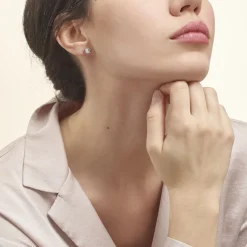 Boucles D'oreilles Puces Alou Argent Blanc Oxyde De Zirconium