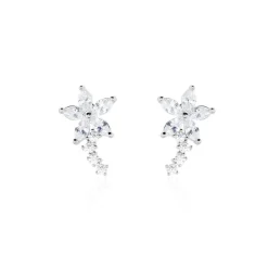 Boucles D'oreilles Puces Argent Blanc Florencio Oxydes De Zirconium