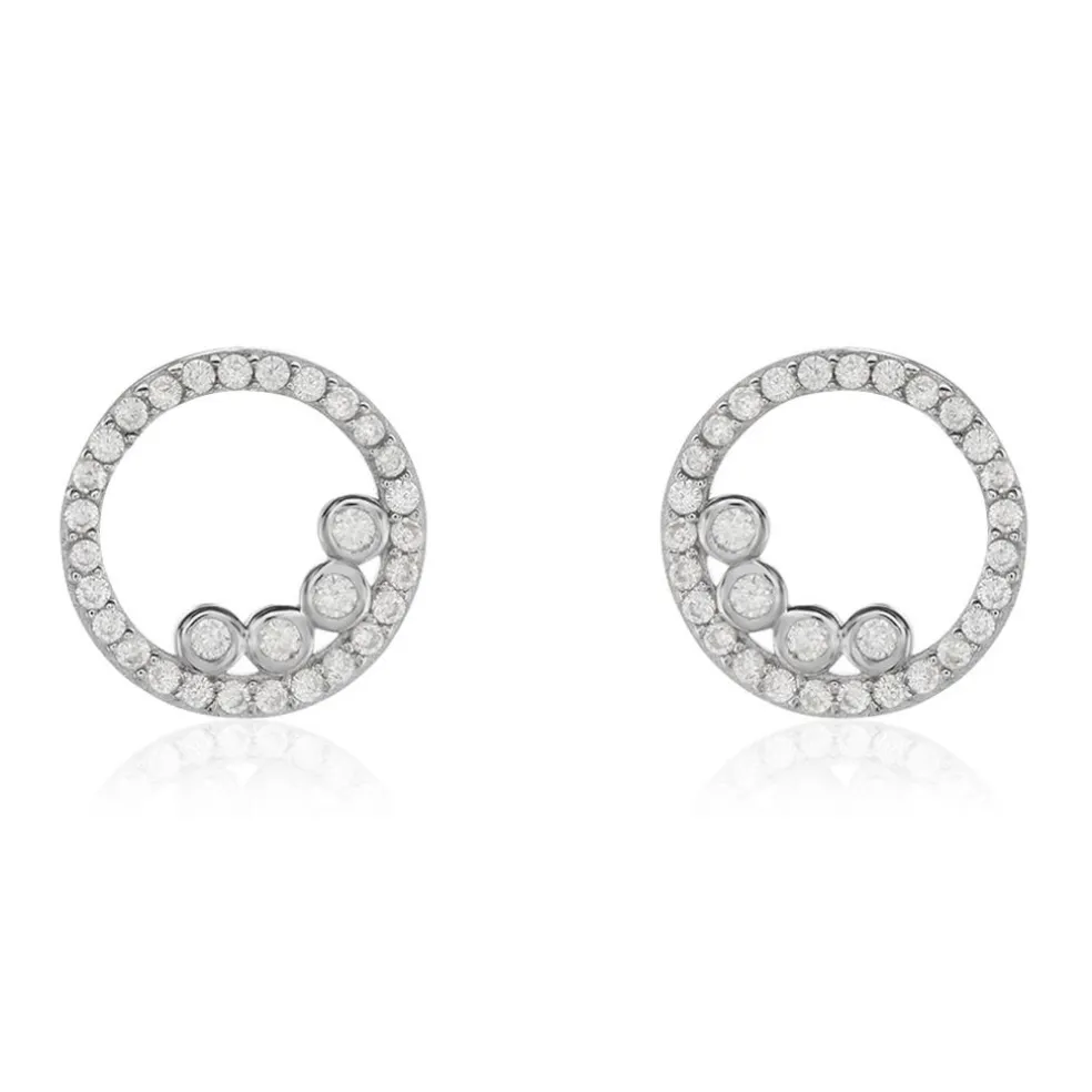 Boucles D'oreilles Puces Argent Blanc Ursine Oxydes De Zirconium