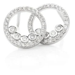 Boucles D'oreilles Puces Argent Blanc Ursine Oxydes De Zirconium