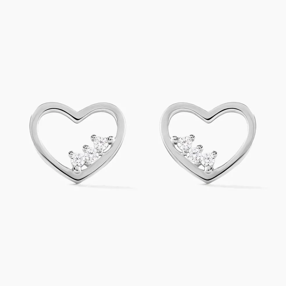 Boucles D'oreilles Puces Argent Blanc Shelan Oxydes De Zirconium