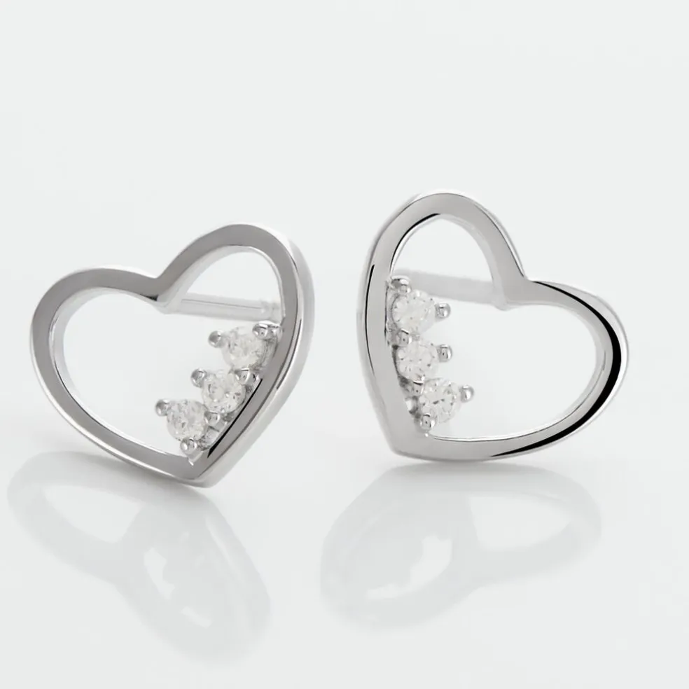 Boucles D'oreilles Puces Argent Blanc Shelan Oxydes De Zirconium