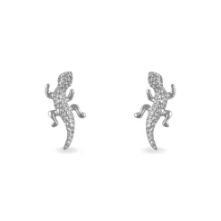 Boucles D'oreilles Puces Azzedine Salamandre Or Blanc