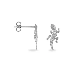 Boucles D'oreilles Puces Azzedine Salamandre Or Blanc