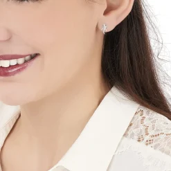 Boucles D'oreilles Puces Azzedine Salamandre Or Blanc