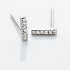 Boucles D'oreilles Puces Aprhodisia Or Blanc Diamant Blanc