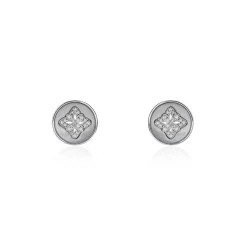 Boucles D'oreilles Puces Alexine Argent Blanc Oxyde De Zirconium