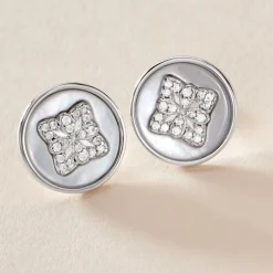 Boucles D'oreilles Puces Alexine Argent Blanc Oxyde De Zirconium