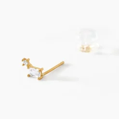 Boucles D'oreilles Puces Ashtad Or Jaune Oxyde De Zirconium