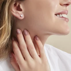 Boucles D'oreilles Puces Alys Argent Blanc Oxyde De Zirconium