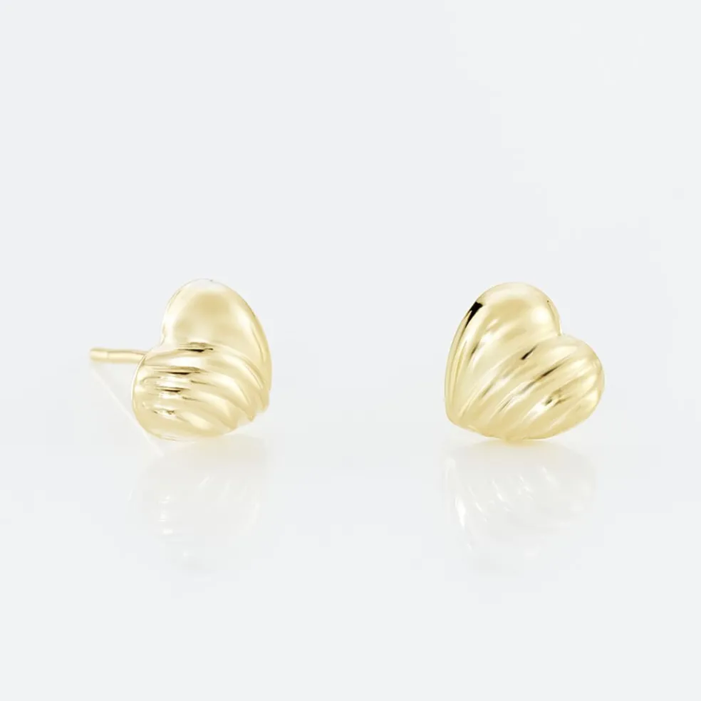 Boucles D'oreilles Puces Anne-maudae C艙urs Or Jaune