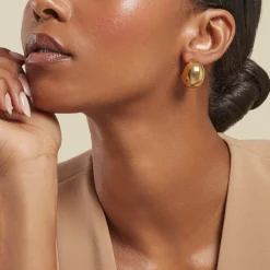 Boucles D'oreilles Puces Adoree Acier Jaune