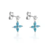 Boucles D'oreilles Puces Bluebirds Argent Blanc Turquoise Oxyde