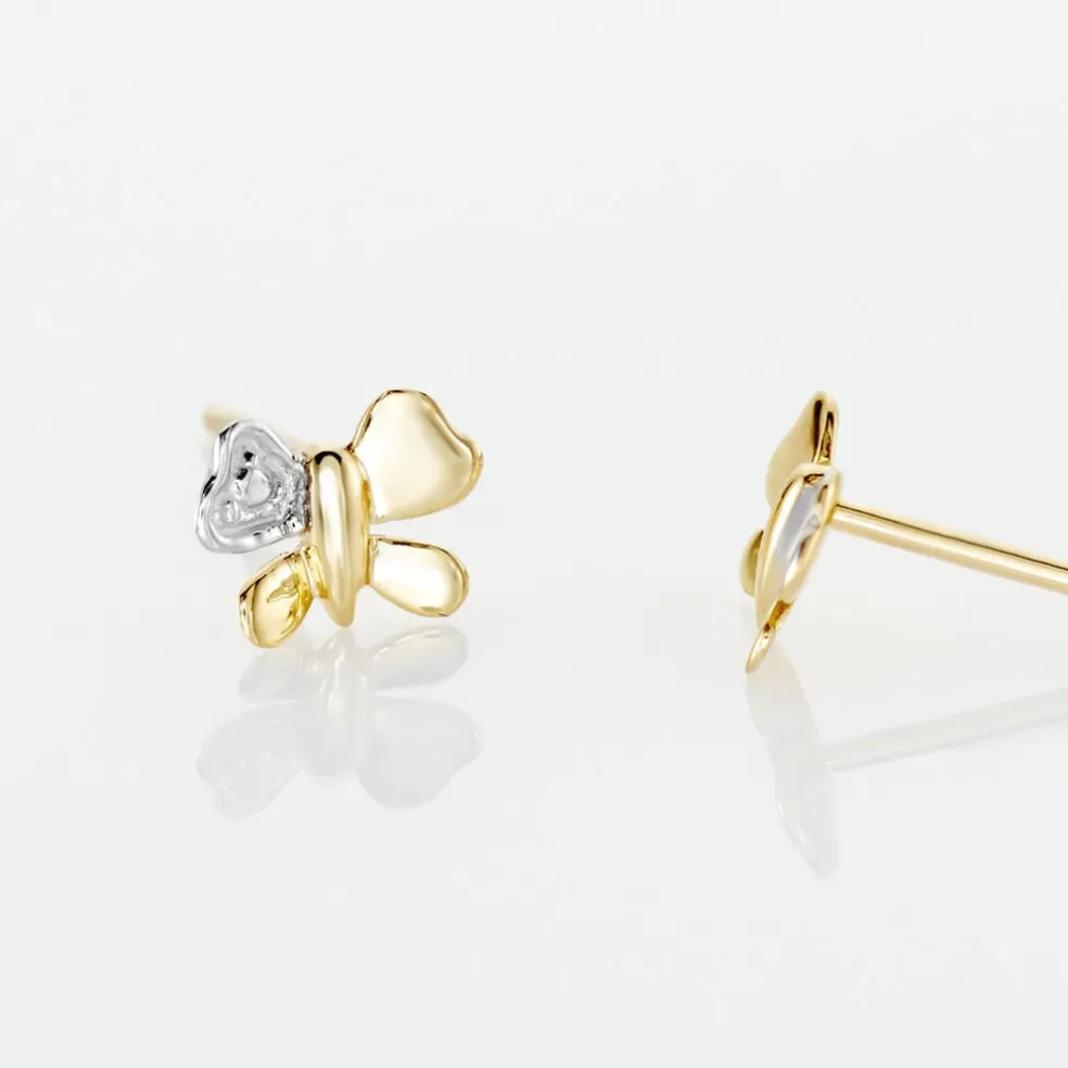 Boucles D'oreilles Puces Bartholomee Papillon Or Jaune