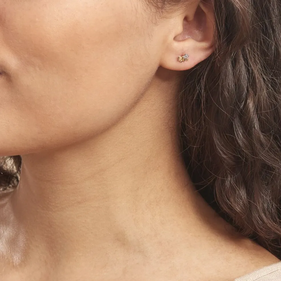 Boucles D'oreilles Puces Bartholomee Papillon Or Jaune