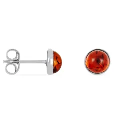 Boucles D'oreilles Puces Brunhild Argent Blanc Ambre