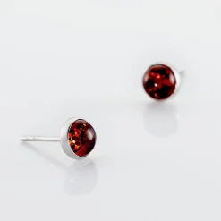 Boucles D'oreilles Puces Brunhild Argent Blanc Ambre