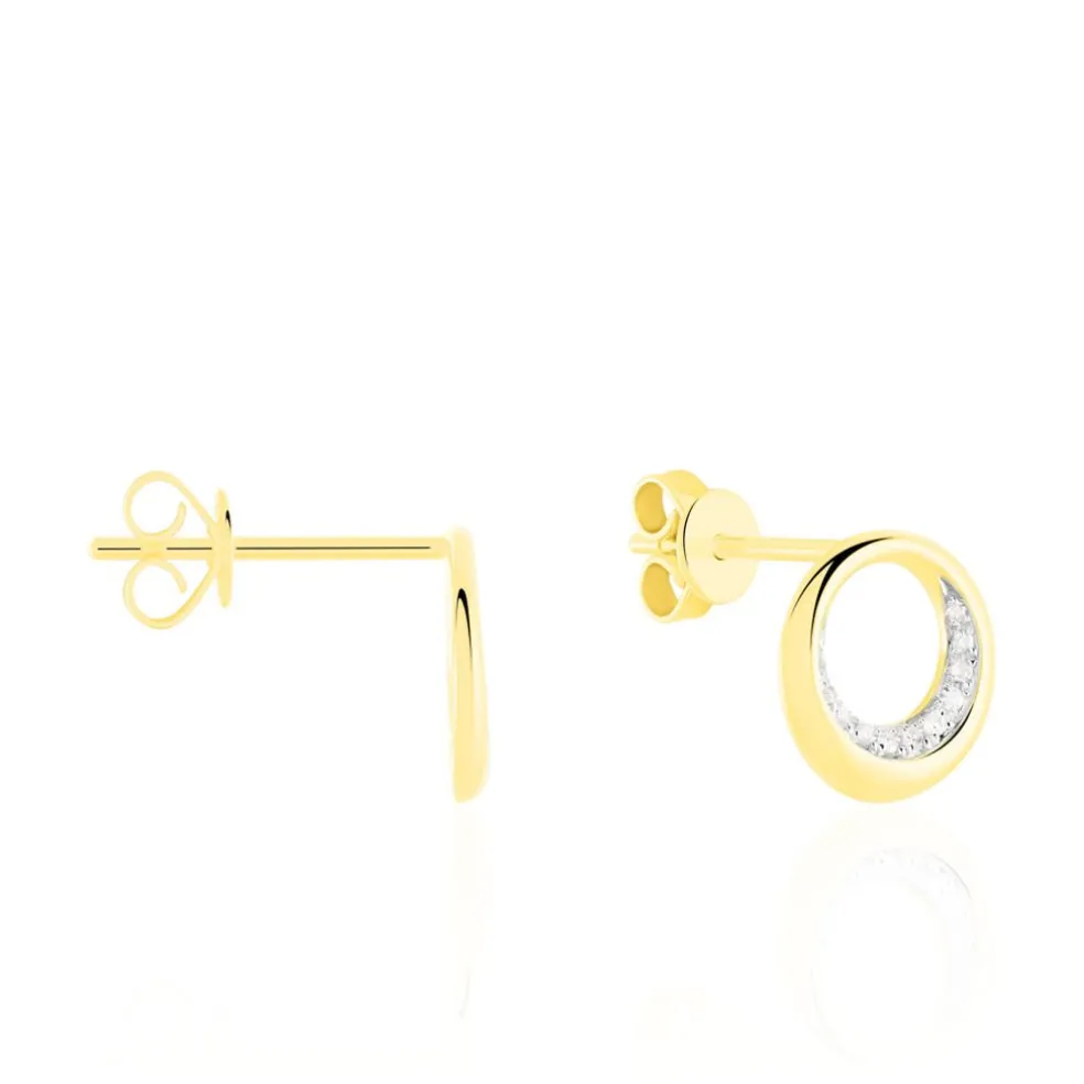 Boucles D'oreilles Puces Batoul Or Jaune Diamant